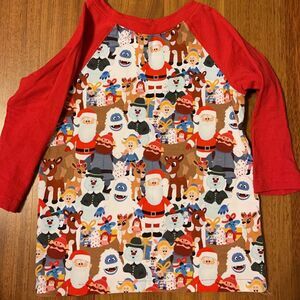 EUC Custom made Rudolph and friends raglan top Size 6